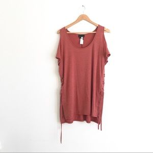 I Jeans By Buffalo Jersey Top Lace Up Sz L6